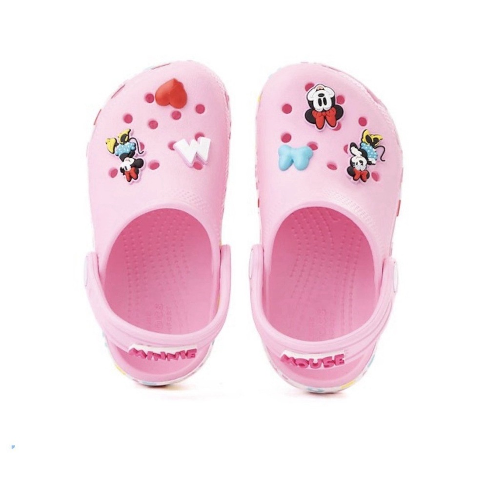Crocs + Disney Mickey‎ & Friends Minnie Classic Pink/Multi Youth Size j1 NWT